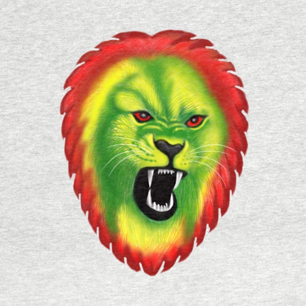 Colourful Angry Lion Head by JackLord Designs 